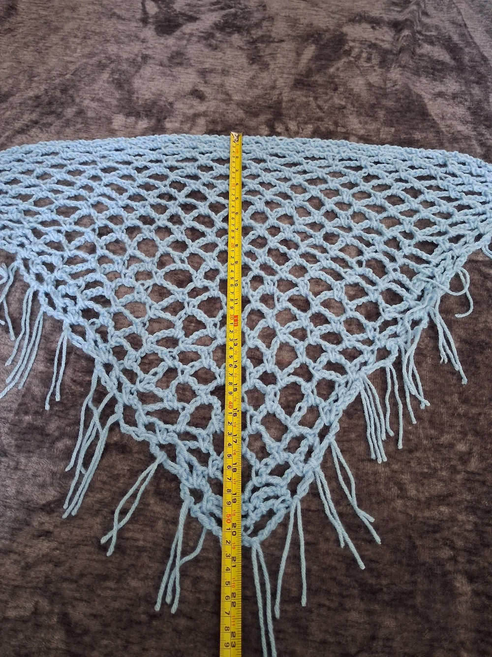 New Handmade Crocheted Blue Multipurpose Scarf, Shawl, Wrap- Fringe-One Size